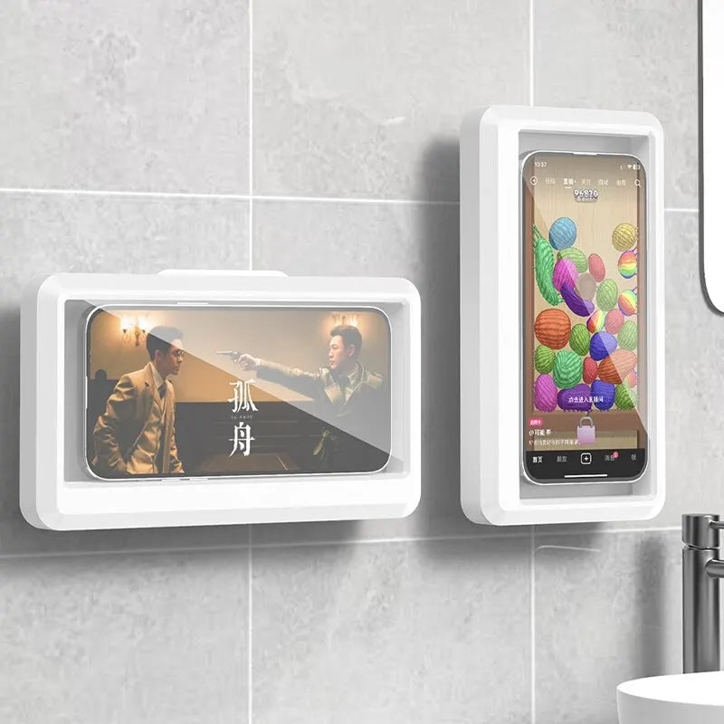 Fixed Universal Waterproof Anti-fog Mobile Phone Stand For Bathroom Shower Phone Holder Waterproof Can Touched Shower Cell Phone Suitvia