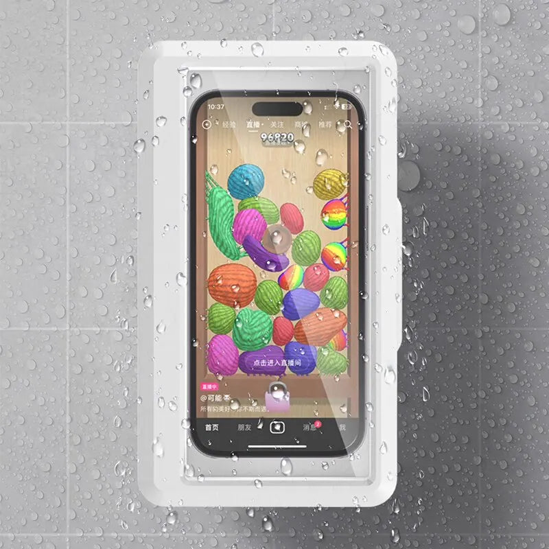 Fixed Universal Waterproof Anti-fog Mobile Phone Stand For Bathroom Shower Phone Holder Waterproof Can Touched Shower Cell Phone Suitvia