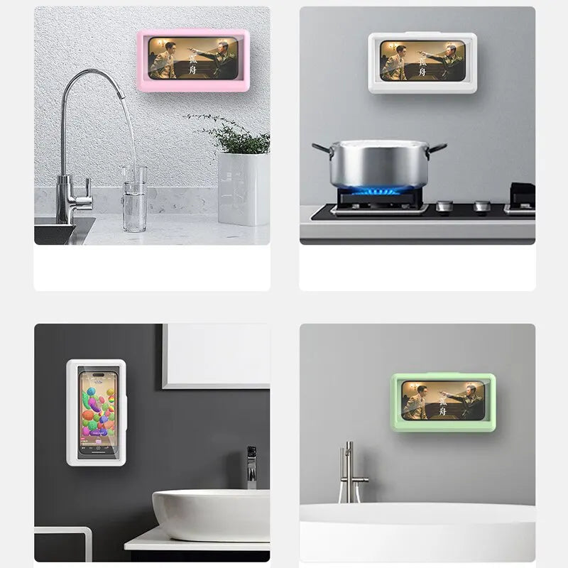 Fixed Universal Waterproof Anti-fog Mobile Phone Stand For Bathroom Shower Phone Holder Waterproof Can Touched Shower Cell Phone Suitvia