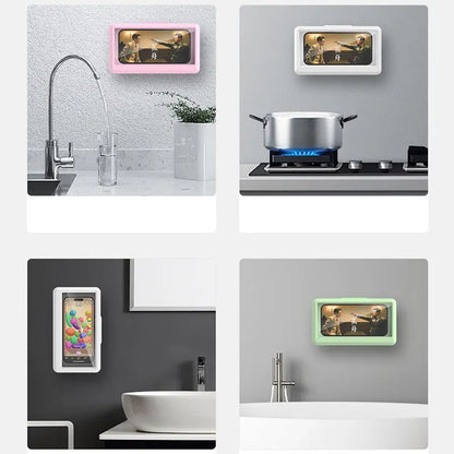 Fixed Universal Waterproof Anti-fog Mobile Phone Stand For Bathroom Shower Phone Holder Waterproof Can Touched Shower Cell Phone Suitvia