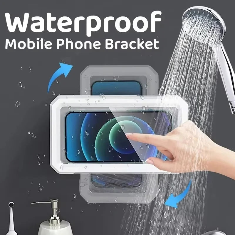Fixed Universal Waterproof Anti-fog Mobile Phone Stand For Bathroom Shower Phone Holder Waterproof Can Touched Shower Cell Phone Suitvia